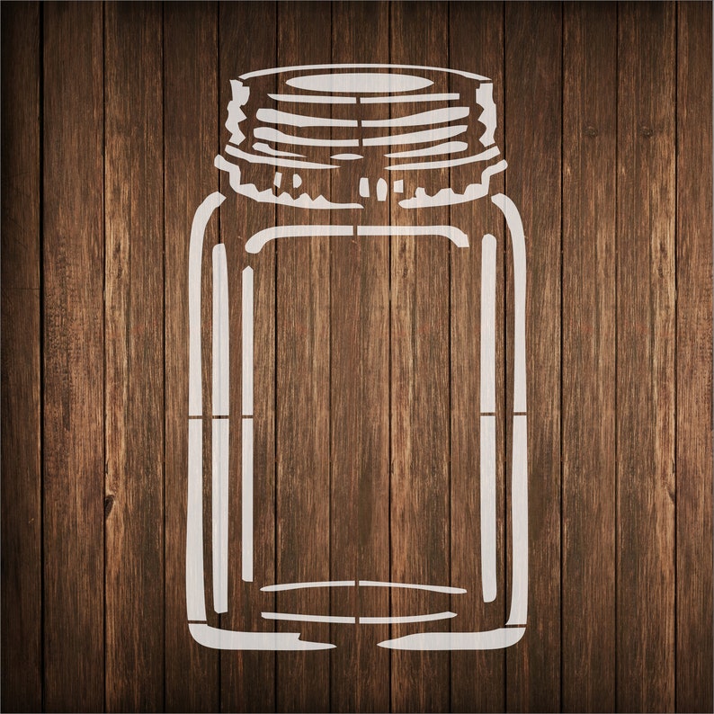a stencil of an empty mason jar with the lid on