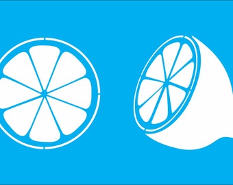 Lemons stencil - reuseable stencil - several sizes available - lemon stencil - two lemons - furit stencil - food stencil