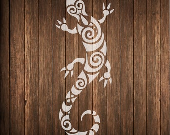 Tribal Lizard stencil - reuseable tribal lizard stencil - lizard - stencil - gecko lizard stencil