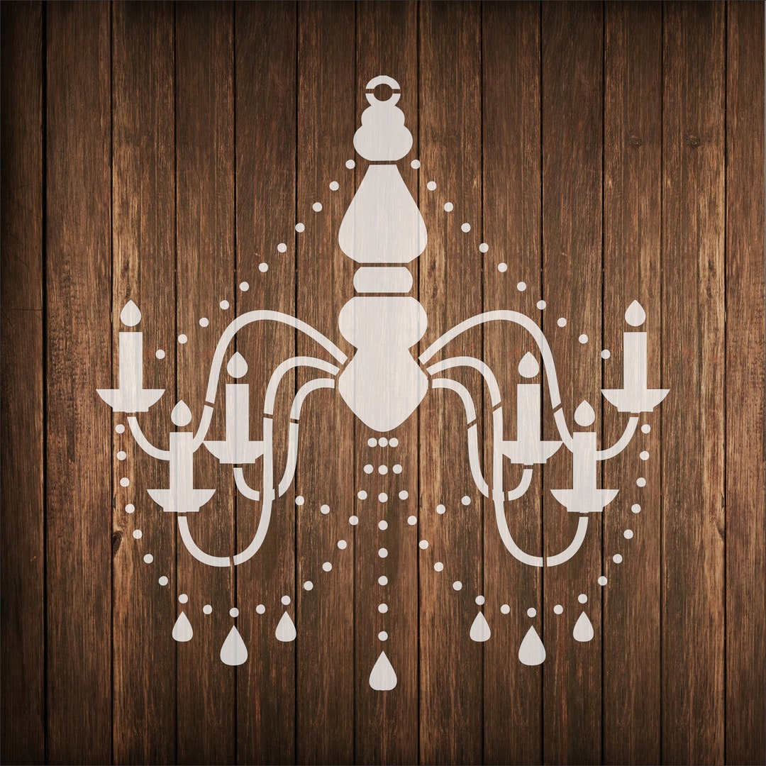 Candle Chandelier Stencil Design 5, Reuseable Chandelier Stencil, Chain