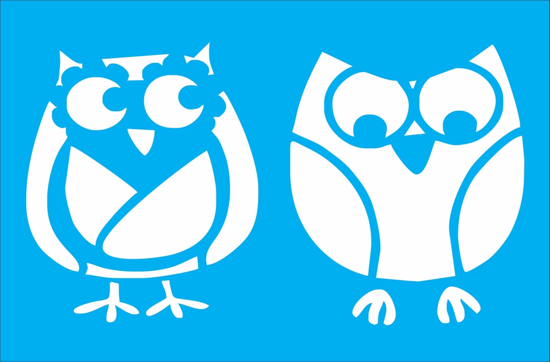 Owls Set of Two Stencil 2 Owl Stencil Reueable Stencil Etsy
