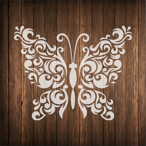 Butterfly wall stencil - reuseable stencil - mandala style butterfly stencil - butterfly stencil