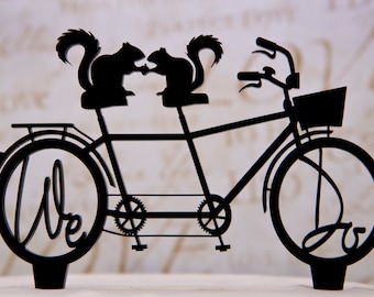 We Do Bicycle for Two with Squirrels wood wedding cake topper - écureuils wedding cake topper - écureuil wedding cake topper