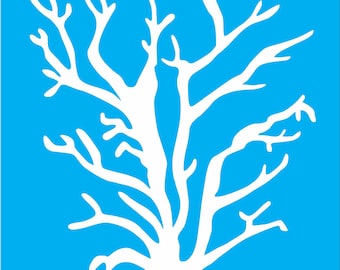 Coral stencil - sea coral stencil - ocean stencil - beach stencil