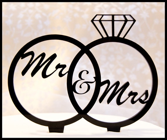 Sr. y la señora en anillos de boda con topper pastel de boda - Etsy España