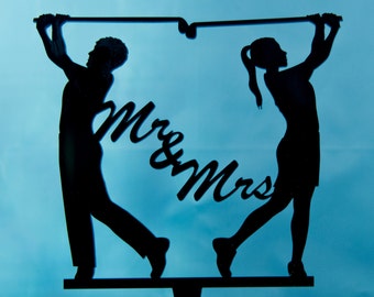 Custom Mr. and Mrs. Golfers wedding cake topper - Golfing wedding cake topper - Mr. & Mrs.  Golf wedding cake topper - Golfing cake topper