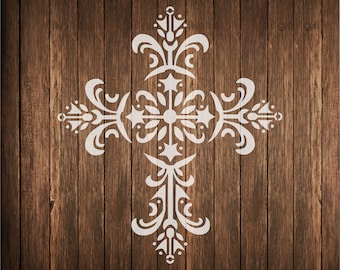 Decorative cross stencil for signs,  cross stencil,  religious stencil - reuseable cross stencil for signs and walls