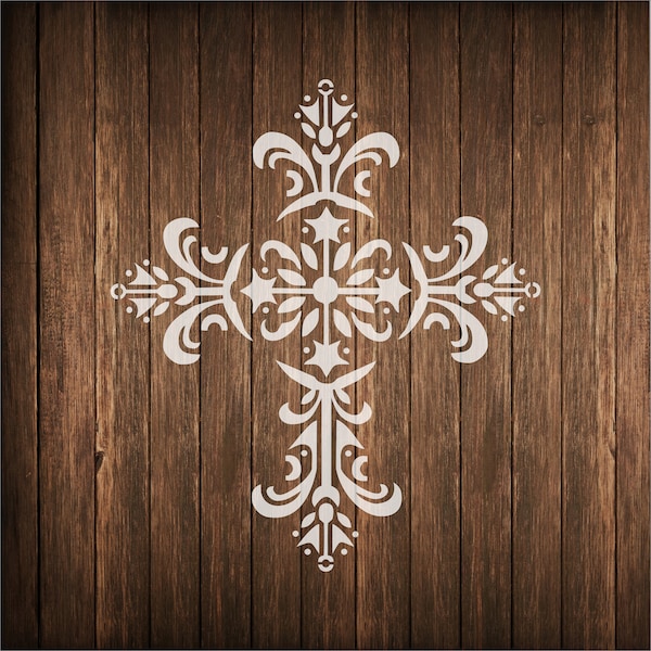 Decorative cross stencil for signs,  cross stencil,  religious stencil - reuseable cross stencil for signs and walls