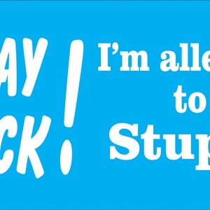 Allergic to stupid funny stencil - reuseable stencil - stay back stencil - funny stencil - funny sign stencil - allergy stencil