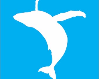 Breaching humpback whale stencil - reuseable whale stencil - several sizes available - humpback whale stencil - beach stencil