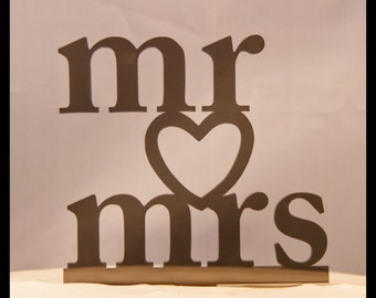 Mr. and Mrs. with Heart wedding cake topper - Mr. and Mrs. - Mr. and Mr. topper - Mrs. and Mrs. topper