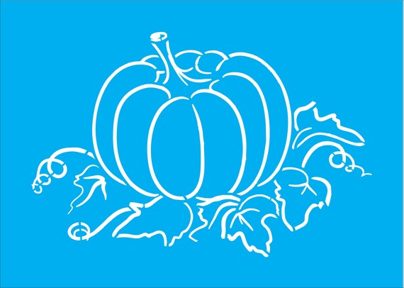 Pumpkin With Fall Leaves Stencil Holiday Stencil Fall - Etsy