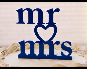 Mr. and Mrs. wedding cake topper - Mr. and Mrs. Heart Wedding Cake Topper - Mr. & Mrs. with heart wedding cake topper - Mr. and Mrs. topper