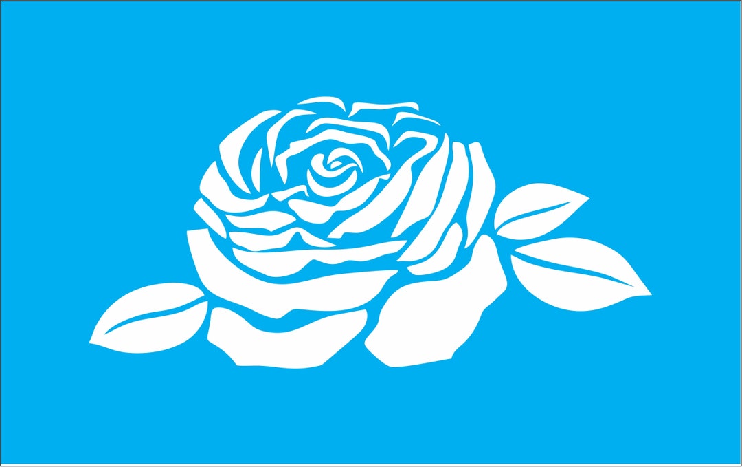 Rose Stencil - Single Blooming Rose Stencil - Leaves Stencil - Flower ...