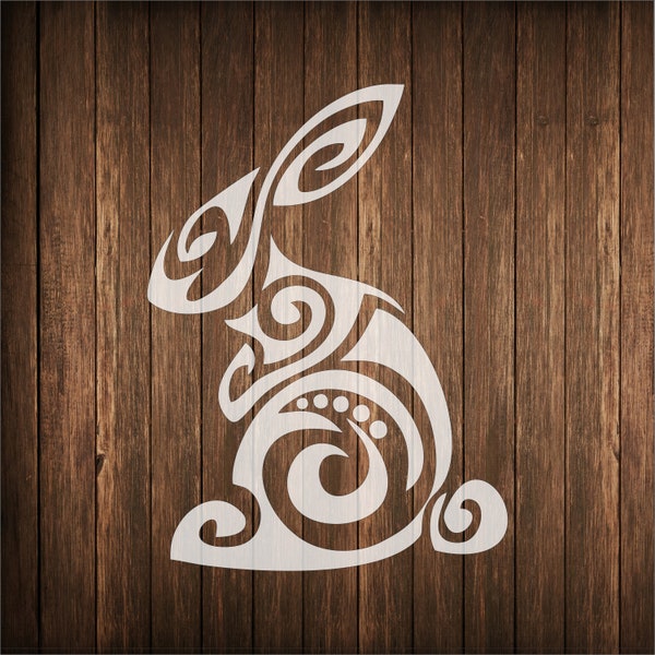 Pochoir tribal de lapin, pochoir tribal de lapin, pochoir animal tribal