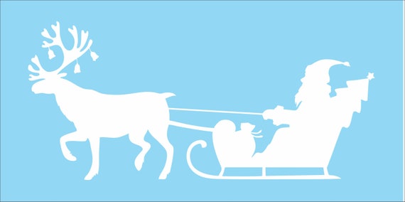 Traineau Du Pere Noel Et Renne Renne De Noel Au Pochoir Etsy