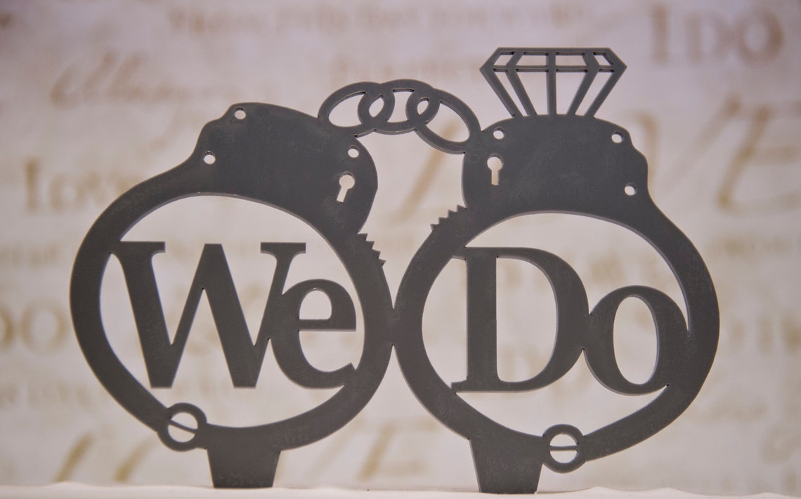HANDCUFFS Wedding Cake Topper We Do Inside Handcuffs With Etsy