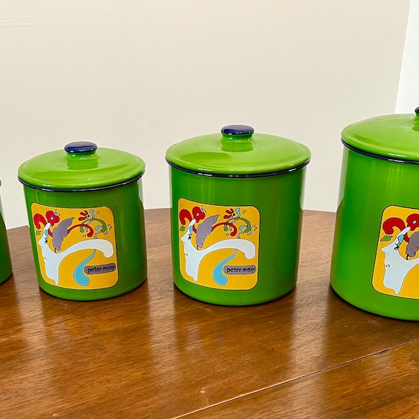 Peter Max Enamel Canister Set *RARE*