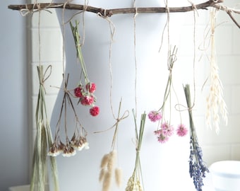 Bohemian dried flowers wall hanging cottage wedding decoration (all flowers grown in South of England) in UK