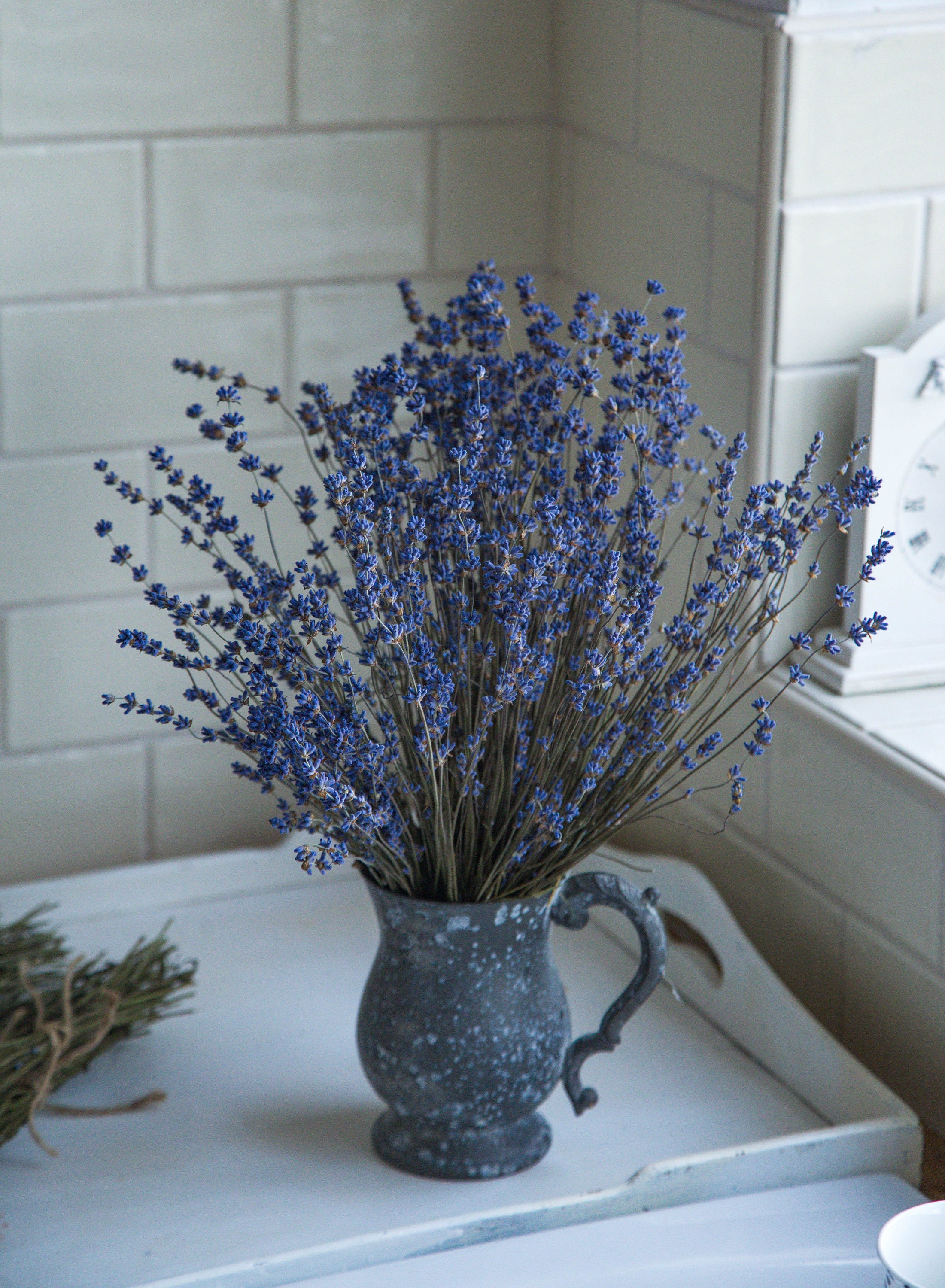 Dried Lavender Aromatherapy Diffuser With Vintage Inspired Bud Vase and  Essential Oil Set 