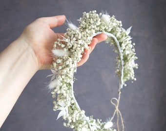 Gypsophila Baby breath flower crown. Made in old-fashioned Victorian tape and wire technique /buttonhole/bridesmaid/flower girl, grown in UK