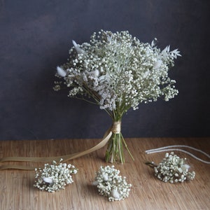 Natural dried baby breath gypsophila wedding bouquet, baby breath flower crown/buttonhole/flower girl baby breath (grown in England)