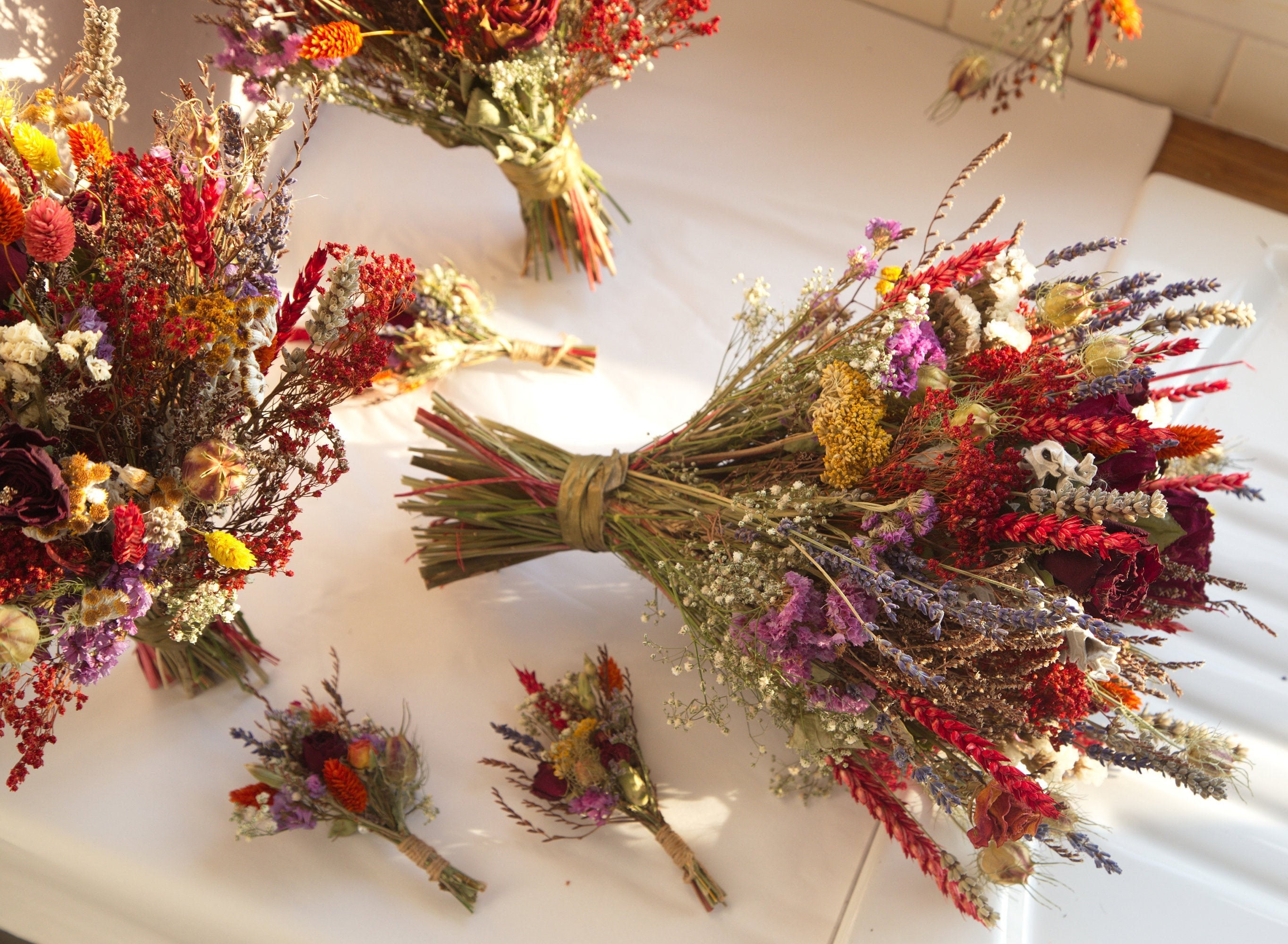 Natural Dried Flowers Large Wedding Bouquet Buttonholes - Etsy