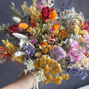 Large Dried Flower Bouquet: Seaside Summer Wedding Arrangement