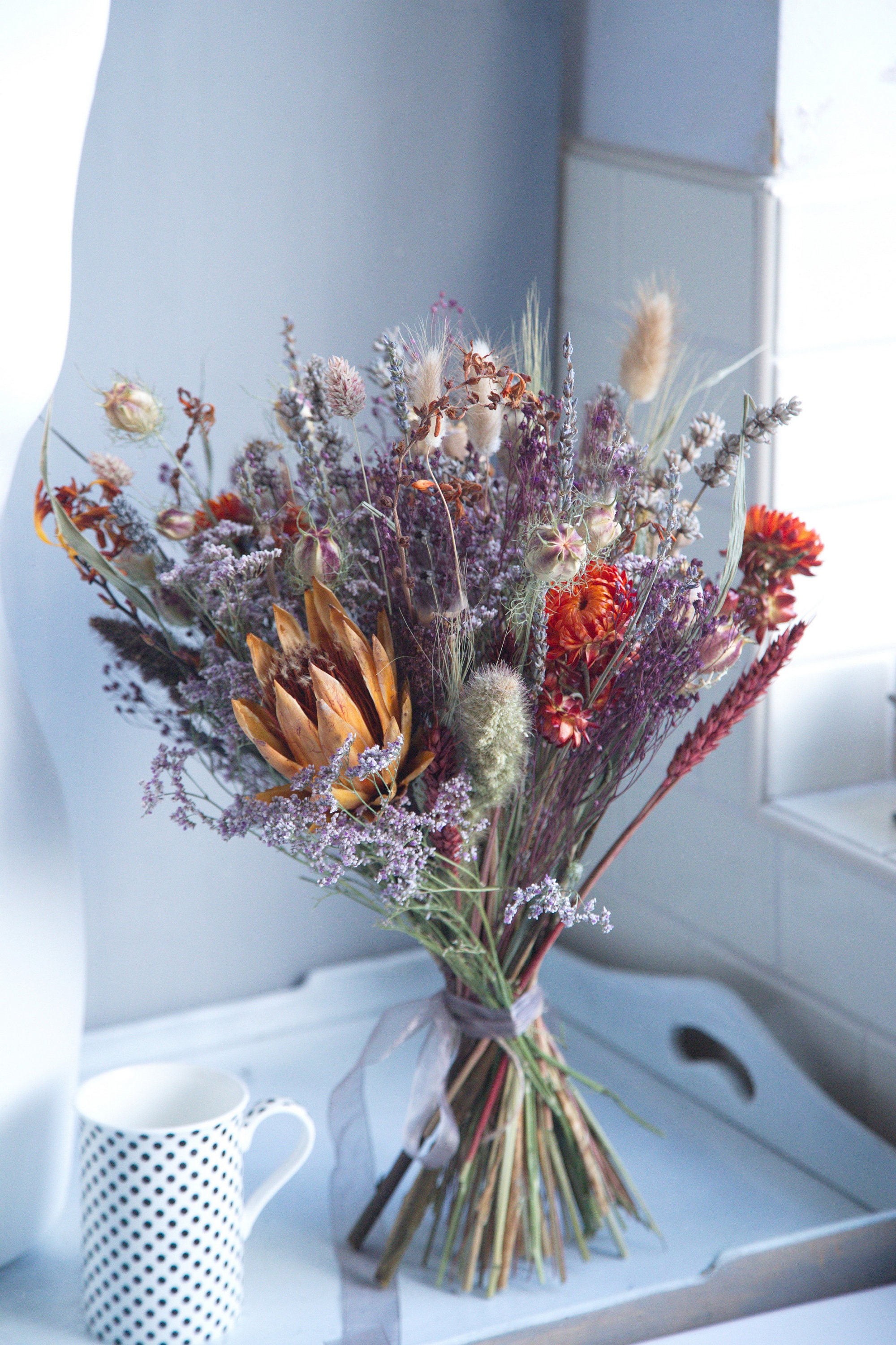 Natural dried flowers bouquet "South of France" country bar…