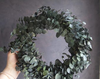 Preserved Eucalyptus Wreath: Natural Dried Greenery Door Decor (35cm+)