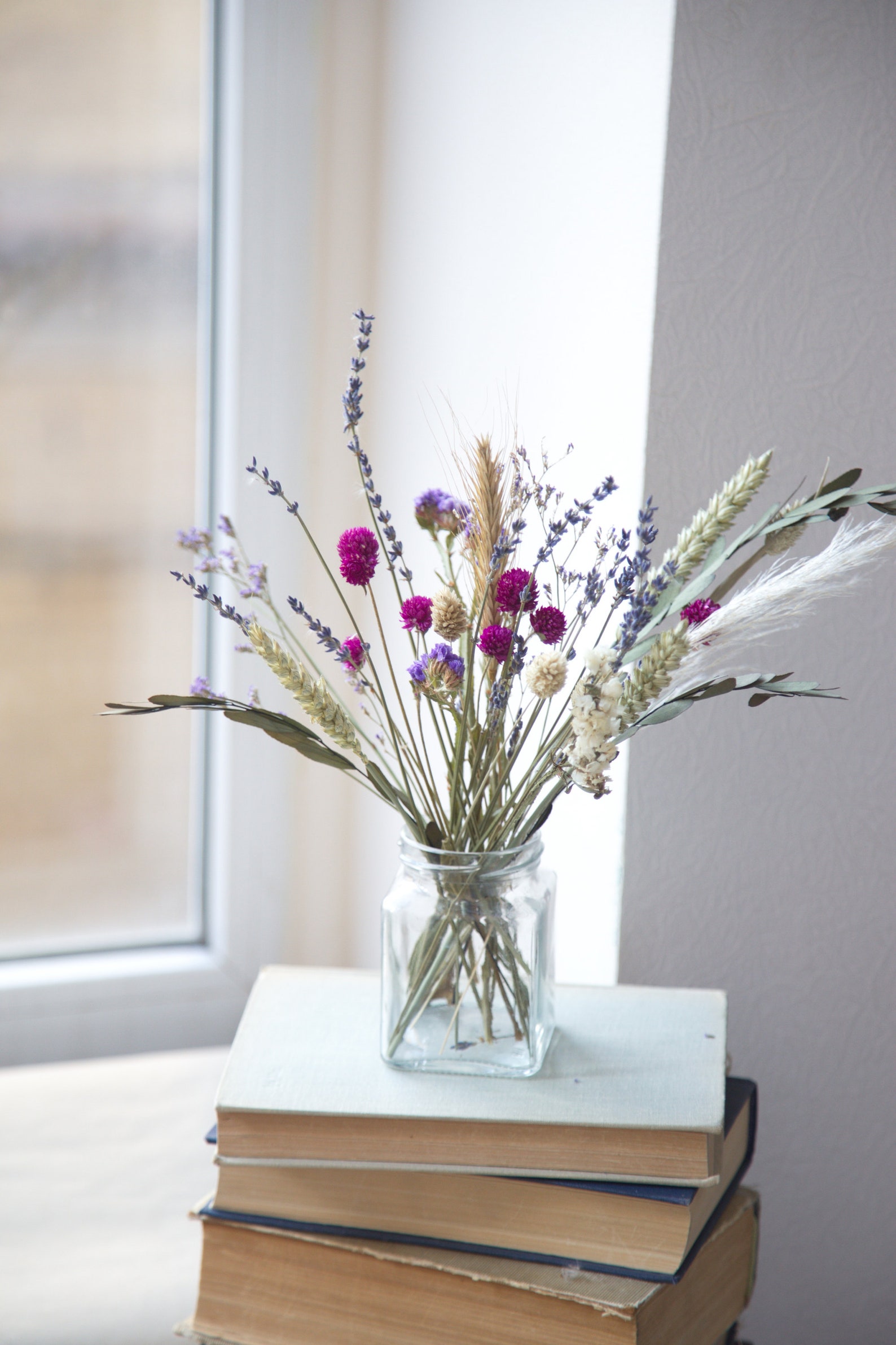 Dry Natural Flower Minimalist Bouquet 9 Inch Arrangement Etsy