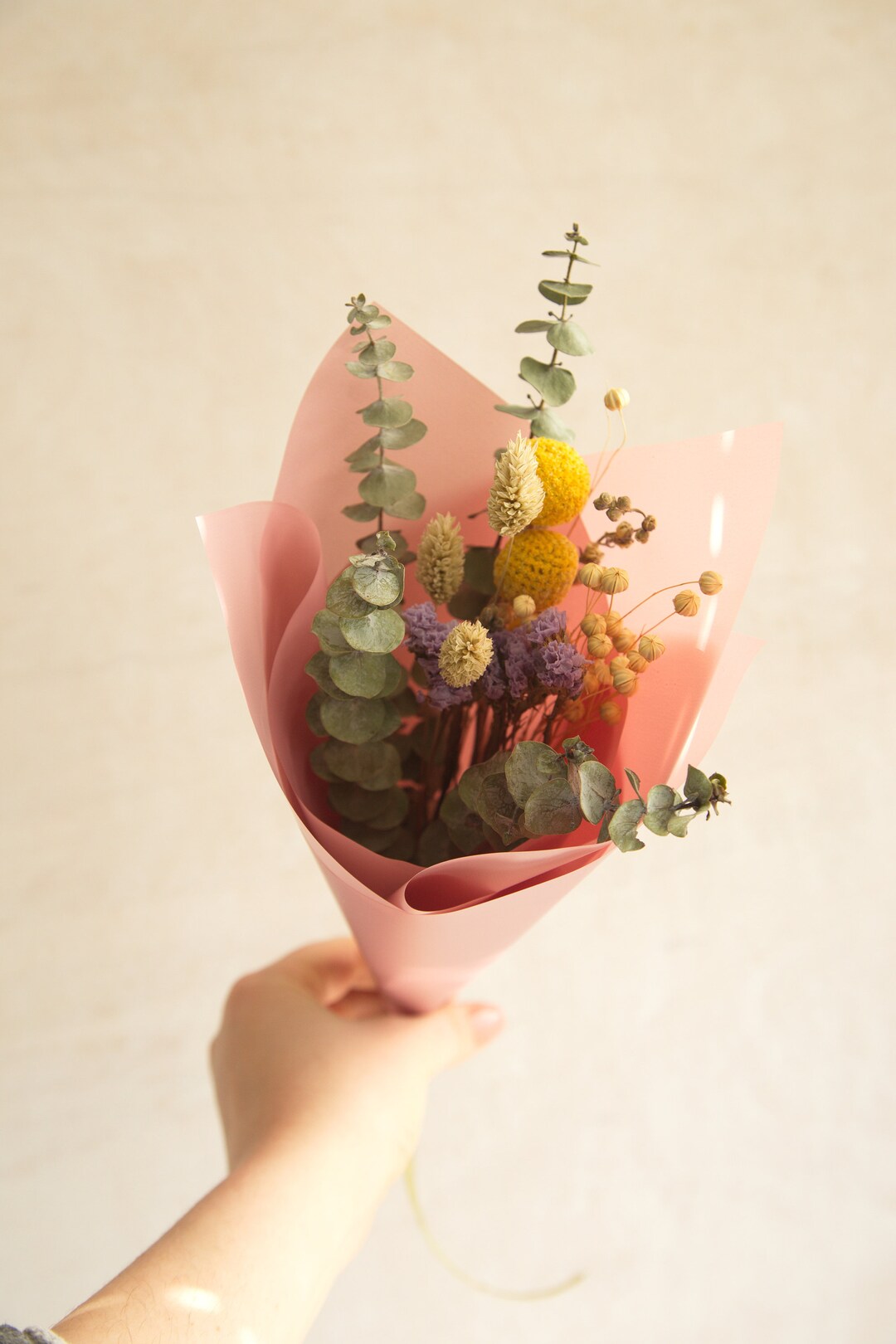 Colourful Dried Flowers Thank You Gift Bouquet Etsy