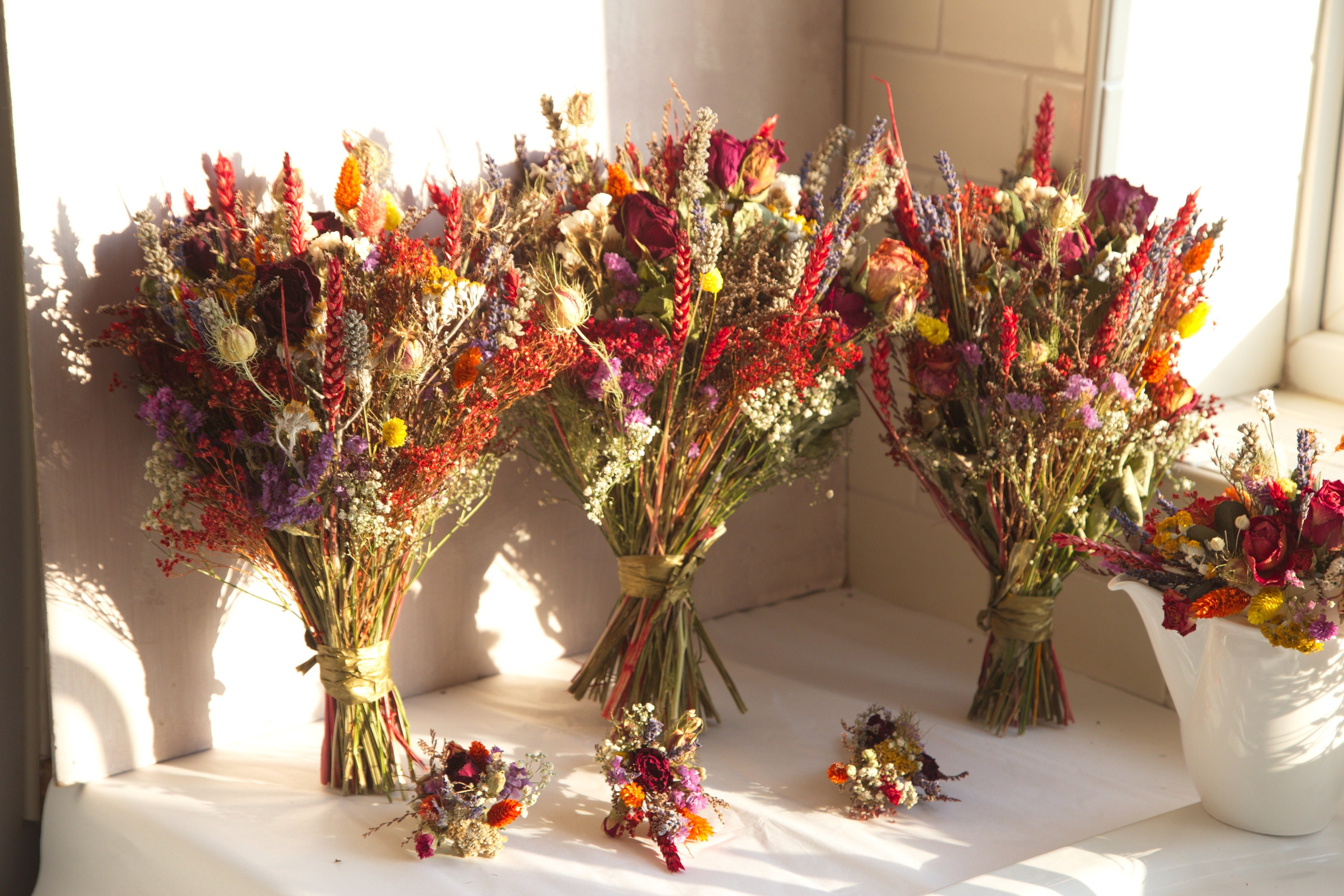 Natural Dried Flowers Large Wedding Bouquet Buttonholes - Etsy