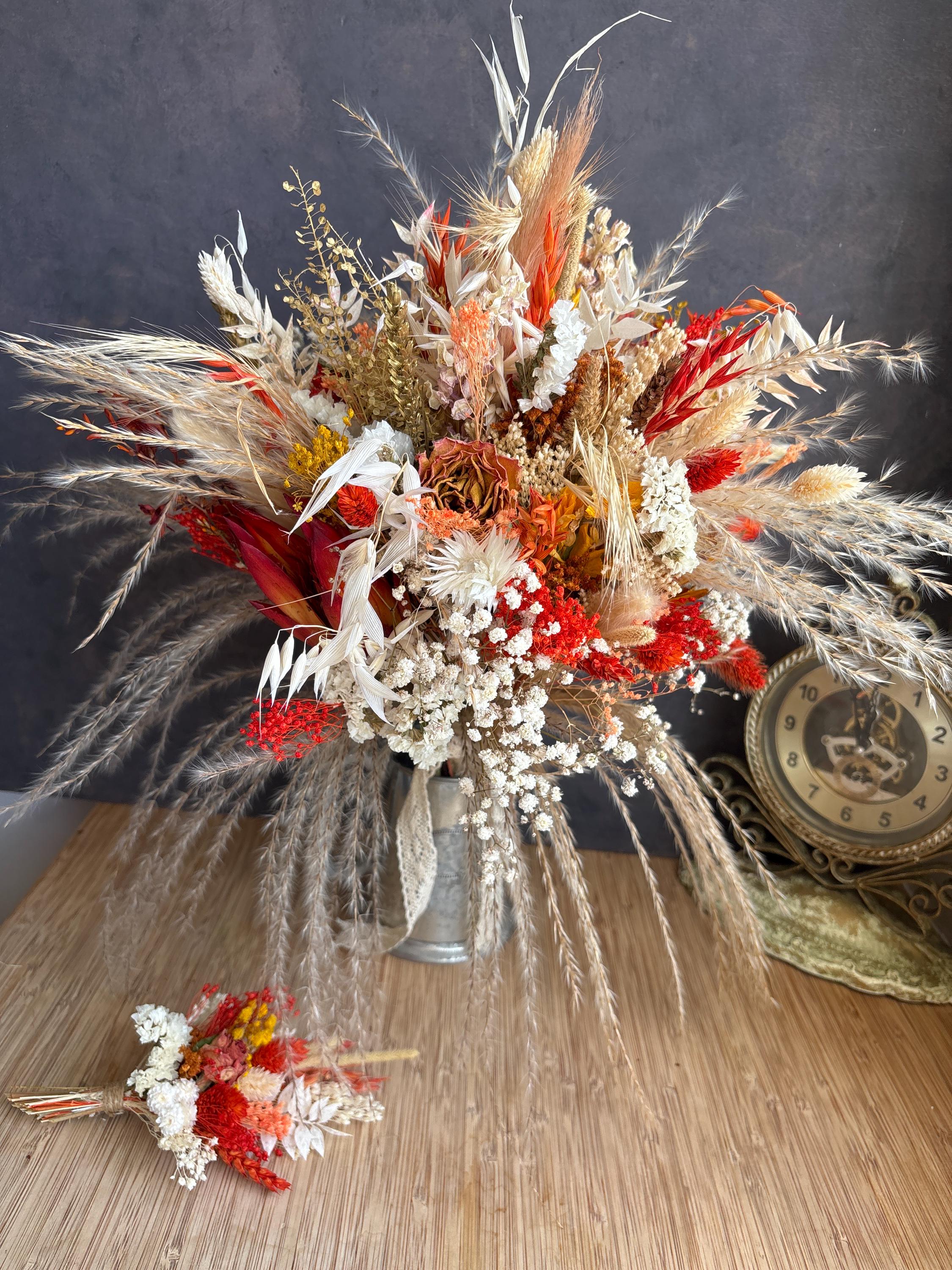 Rust Orange Dried Flower Bouquet