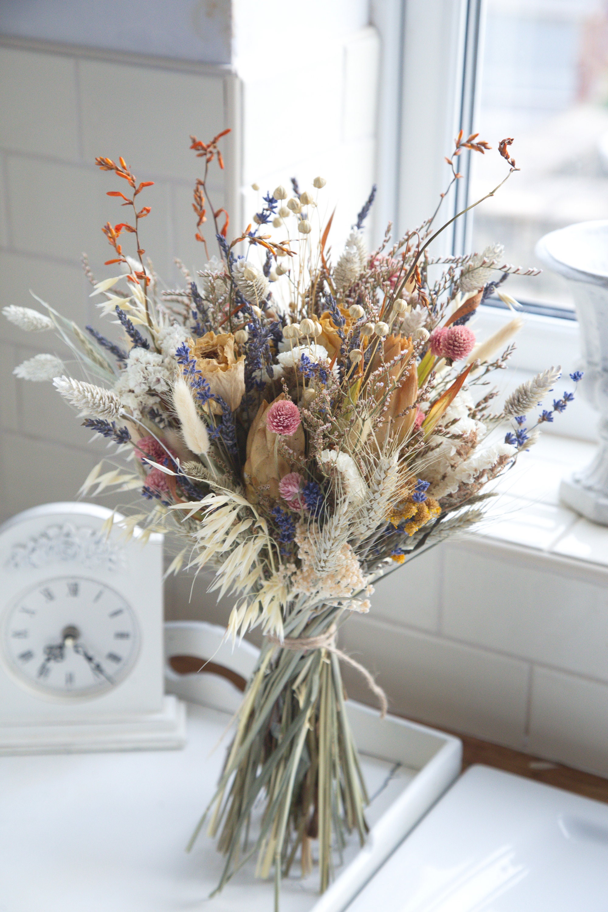 Natural Dried Flowers Large Wedding Bouquet Buttonholes Set - Etsy