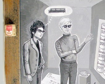 Andy Warhol, Bob Dylan original Painting, rock and roll art by KATA BILLUPS