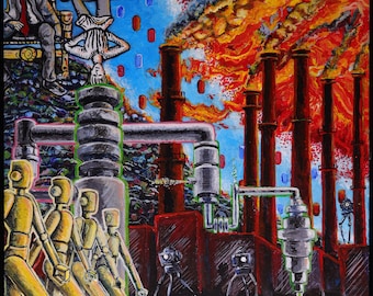 It's a Sci-Fi World Acrylic Painting on Panel