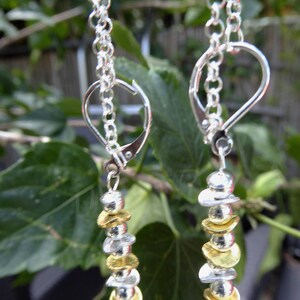 Solid Sterling Silver Mati ( earchain ) and earring set with gold Vermeil  beads