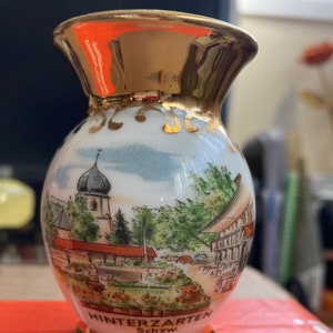 24kT Mini Bud vase souvenir from HinterZarten Schzw. Like new