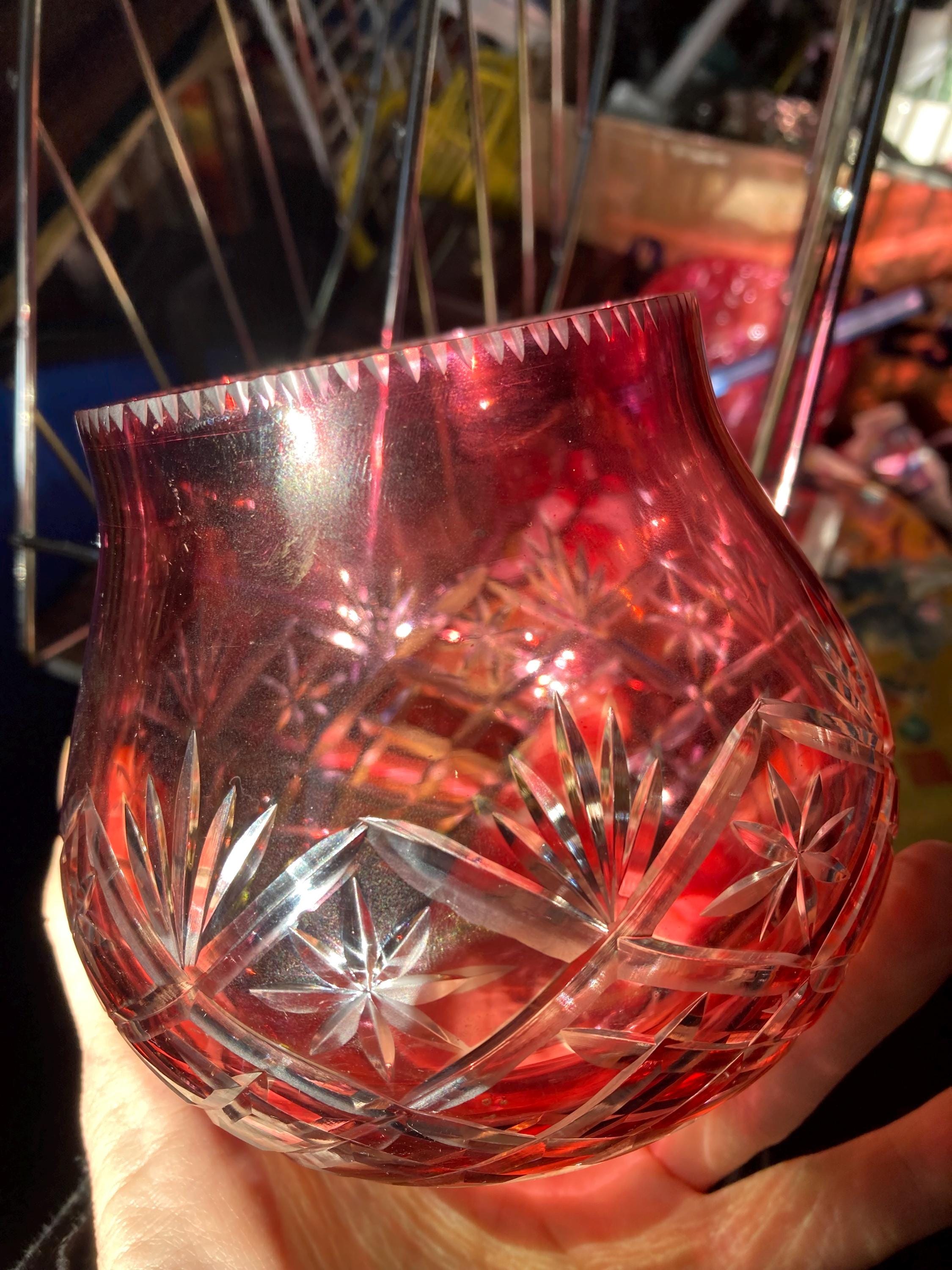 Red Crystal Vase - Etsy