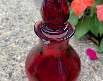 Vintage Avon Red Cruet Bottle with Strawberry Lid