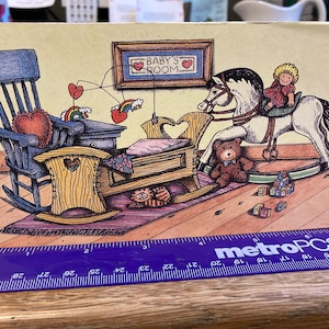 1986 Wood notes Maxwell Kory and Co. A warm welcome for your new baby wooden card