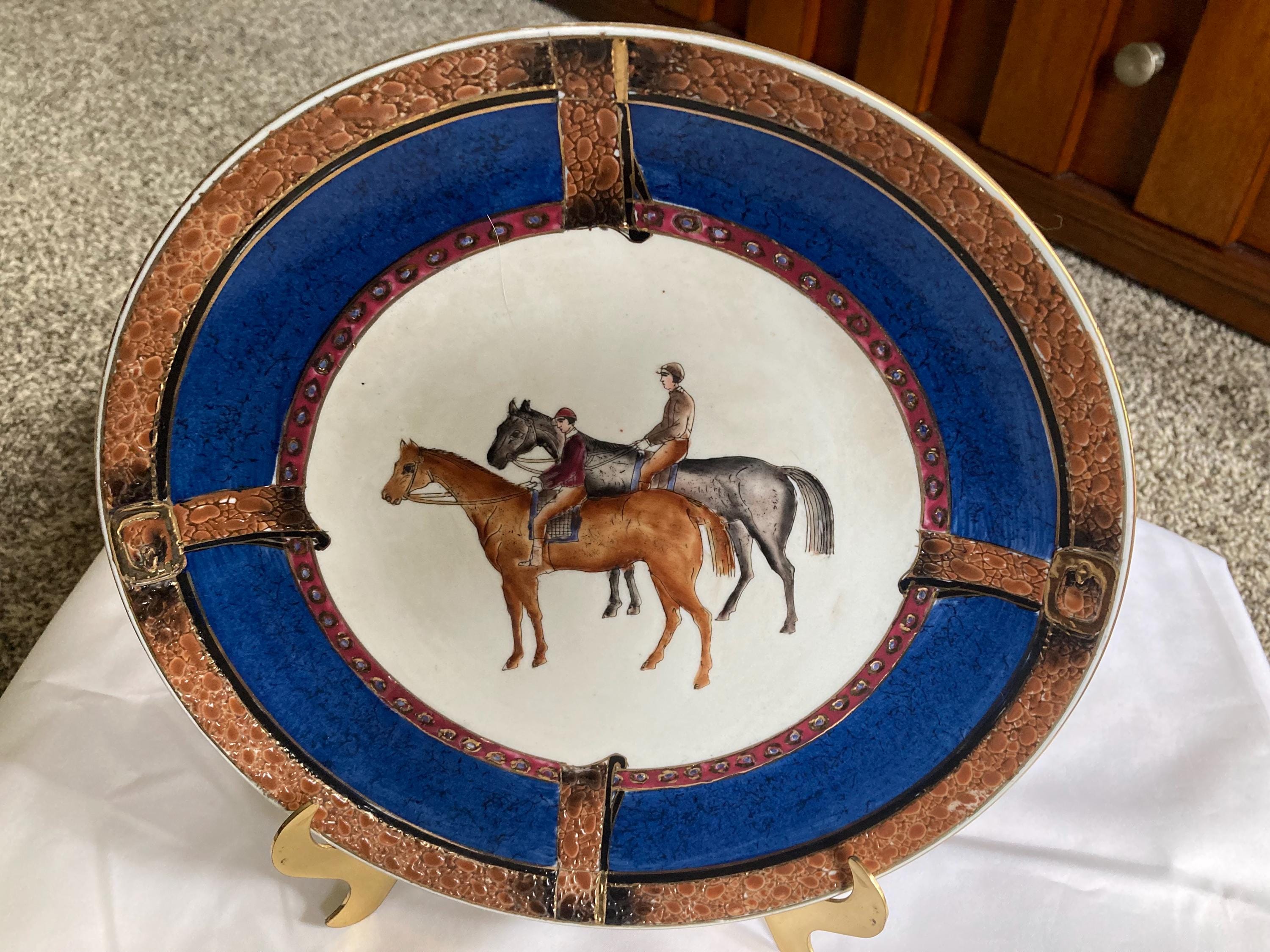 英国製ラルフローレン ヴィンテージ絵皿3枚セット 壁掛け 馬と猟犬