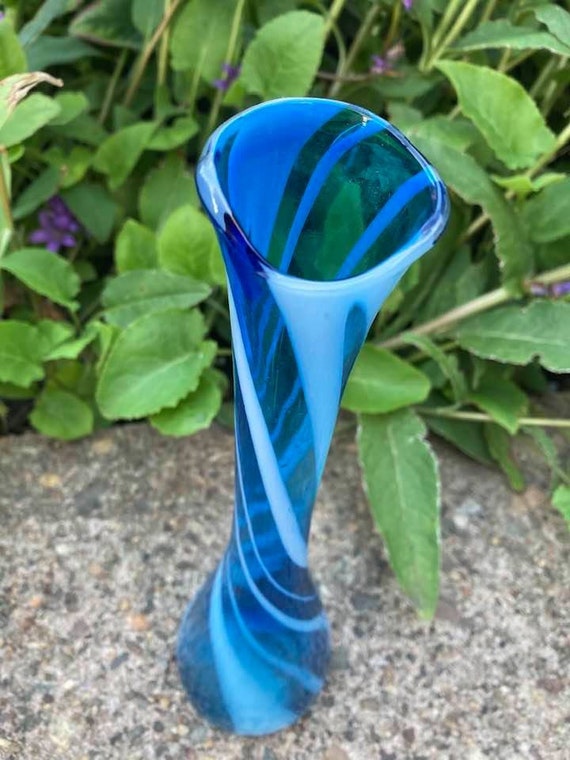 Beautiful Blue and White Striped Vase Like New Etsy