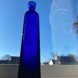 Vintage Cobalt blue skinny Cathedral  bottle