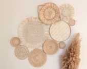 Boho Basket Wall Set of 10 Handwoven Rattan and Seagrass Baskets and Trivets Instant Collection