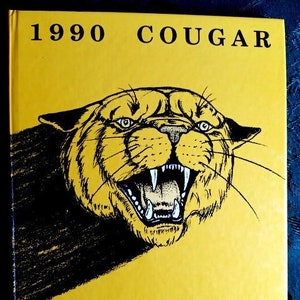 Original 1990 Cougar Yearbook Illini Central High School Mason City Illinois Black And Gold Jeffrey Dean Feese Sara Vermeire Jennifer Hughes