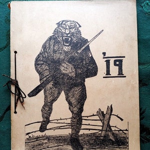 Original Vintage 1919 The Tiger Yearbook Beardstown High School Illinois Cass County WWI Era Wartime Leslie Liscom Hazel Hicks June Goad