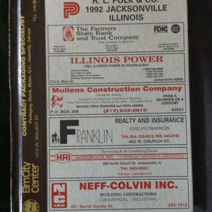 1992 Polk City Directory for Jacksonville Illinois Elm City Illinois College MacMurray College Blind Deaf School