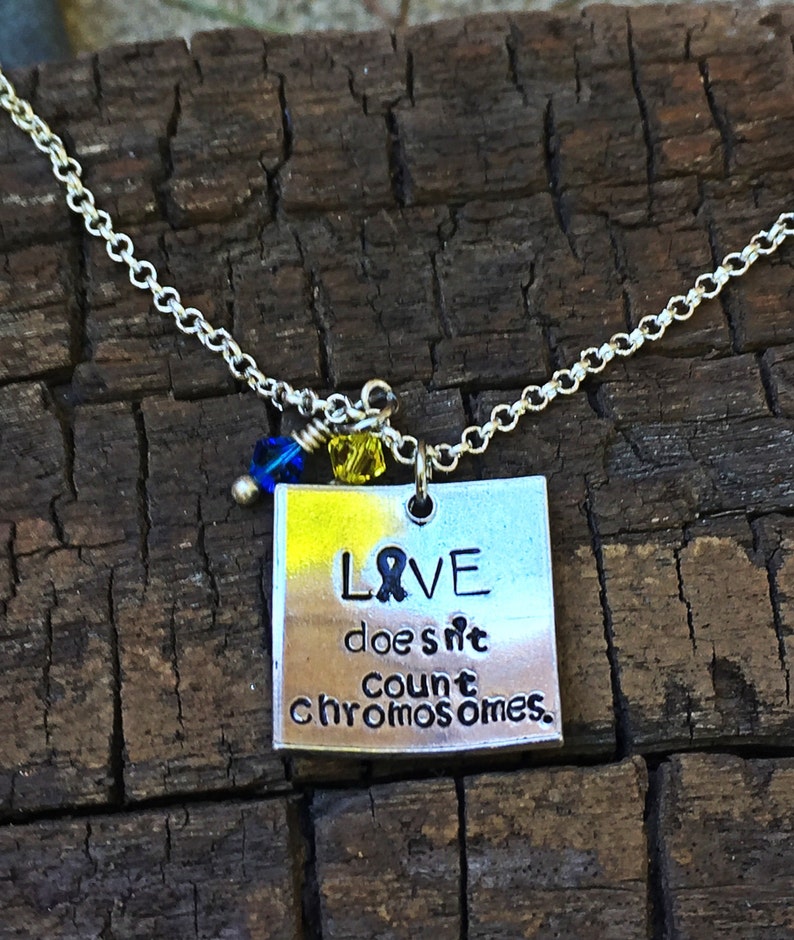 love doesn/'t count chromosomes Down syndrome awareness jewelry Down syndrome necklace Down syndrome Down syndrome awareness necklace